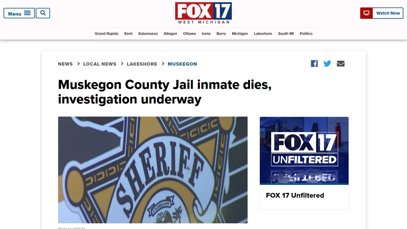 Muskegon County Jail inmate dies, investigation underway